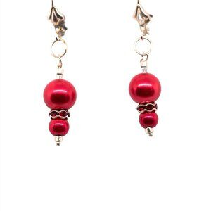 Frosty Red Sphere Earrings